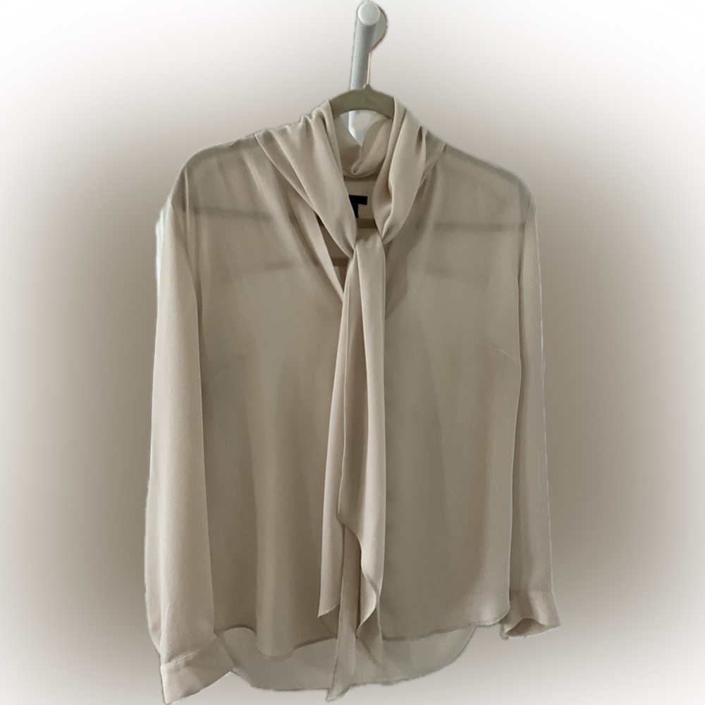 Ann Taylor Tan Tie Front Blouse